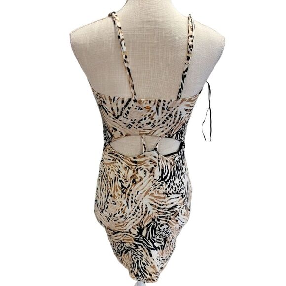 NEW GUESS leopard print spaghetti strap mini dress with cut-out back small - Picture 3 of 6
